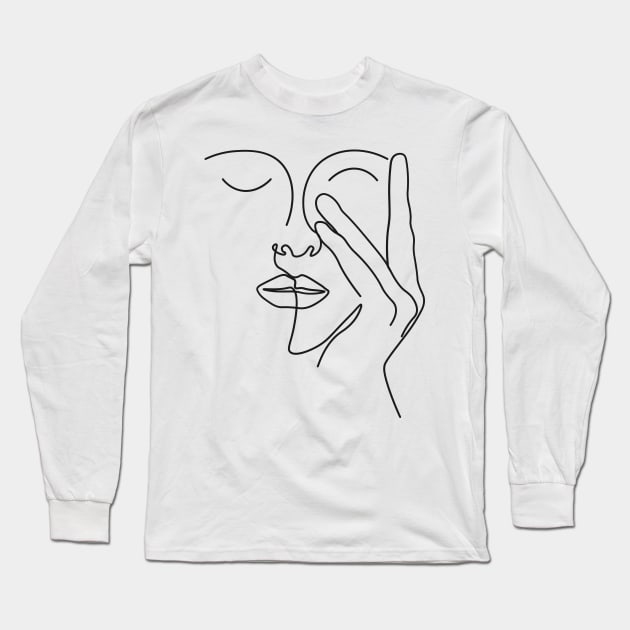 Face Outline of A Girl Long Sleeve T-Shirt by ZigyWigy